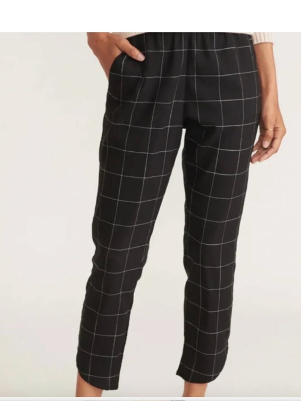 Marine Layer The Tencel Allison Pant in Black Windowpane